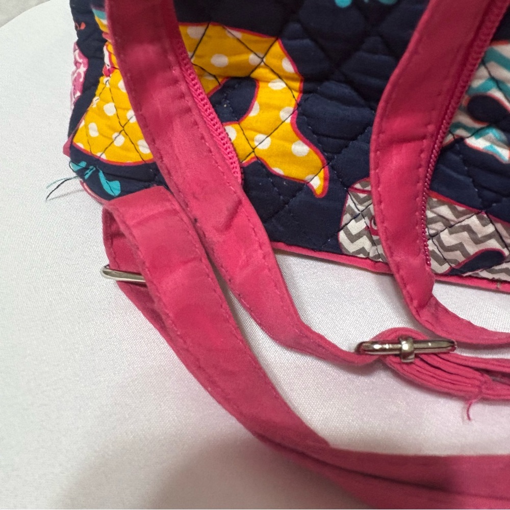 N.Gil Narwhal World quilted canvas backpack/diaper bag with whales and pink trim - Picture 5 of 13